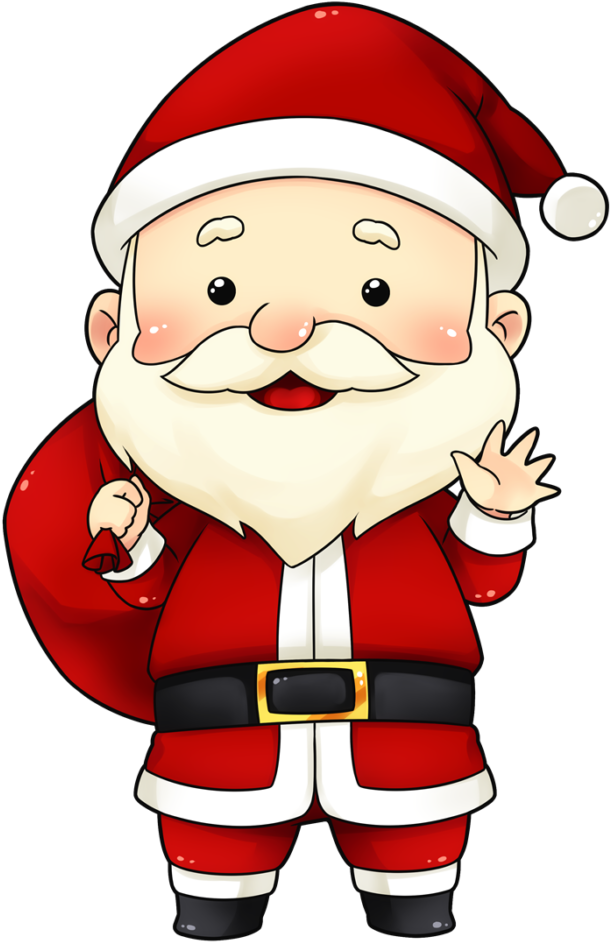 Friendly Cartoon Santa Claus Waving PNG Image