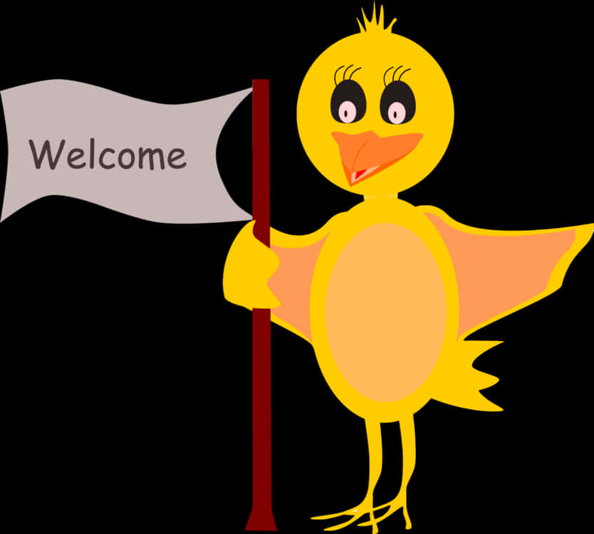 Friendly Chick Welcoming Banner PNG Image