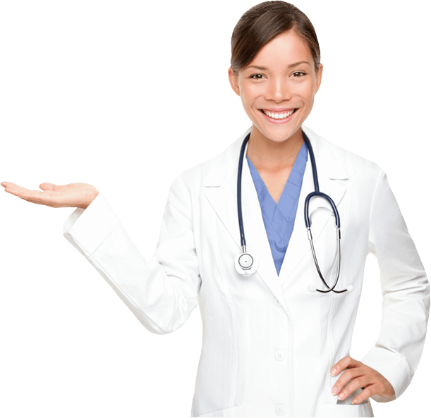 Friendly Healthcare Professional Presenting PNG Image