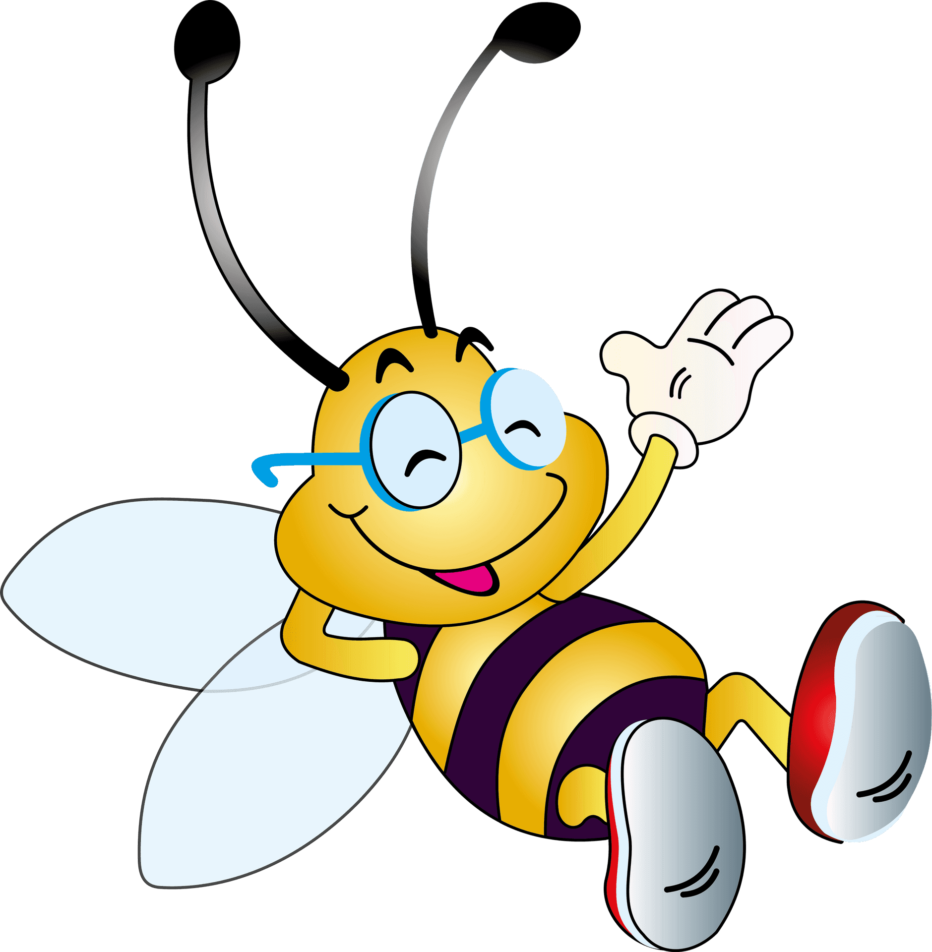 Friendly Waving Bee Clipart PNG Image