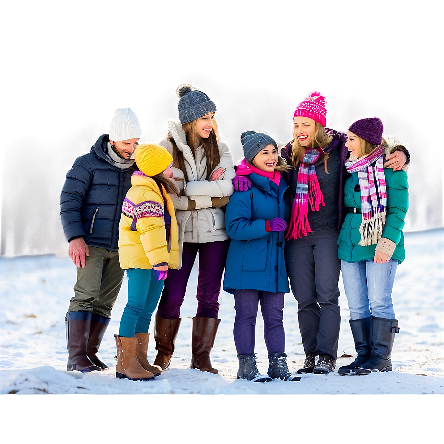 Friends In Winter Clothes Png Avb PNG Image