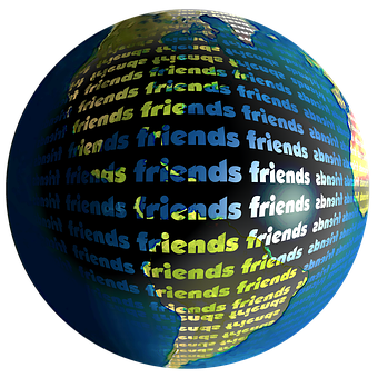 Friends Word Globe PNG Image