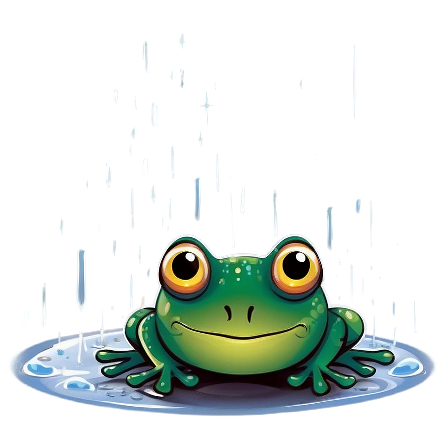 Frog In Rain Illustration Png 06212024 PNG Image