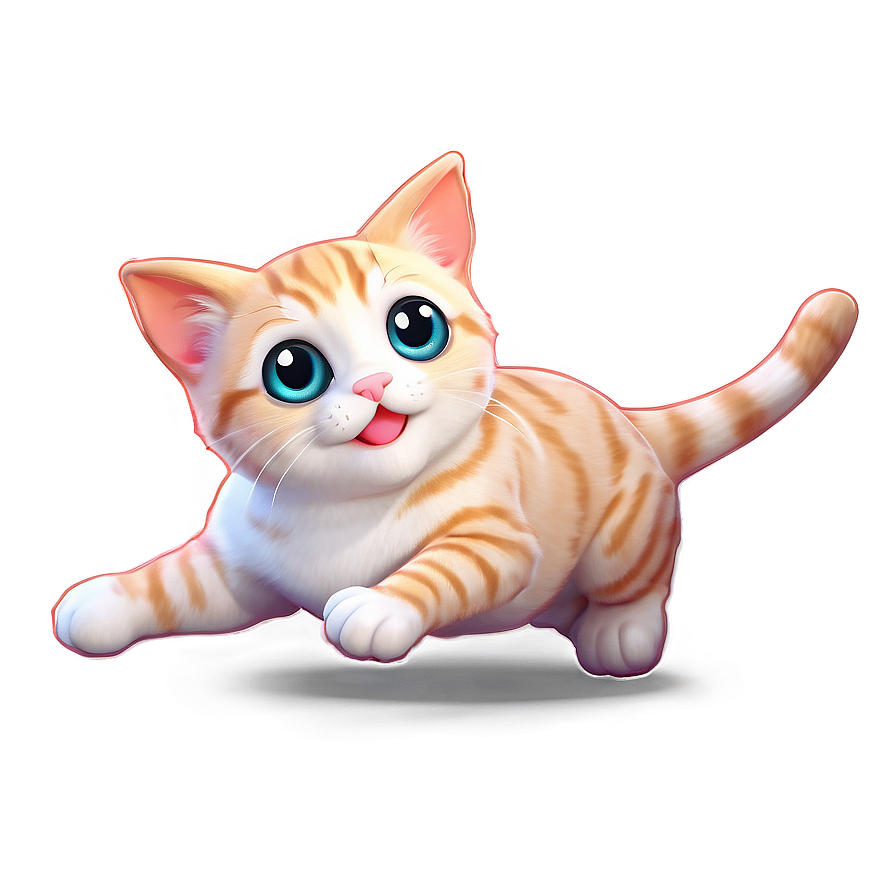 Frolicking Kawaii Cat Design Png 06242024 PNG Image