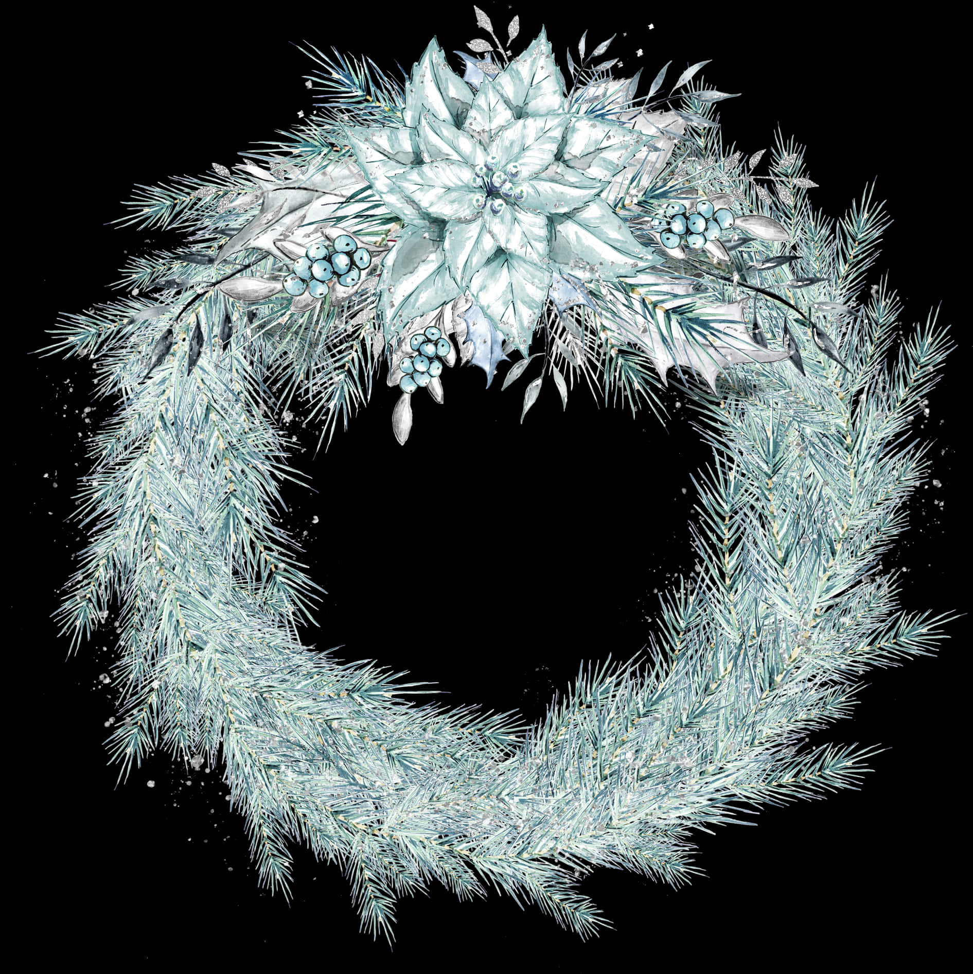 Frosted Pinecone Christmas Wreath PNG Image