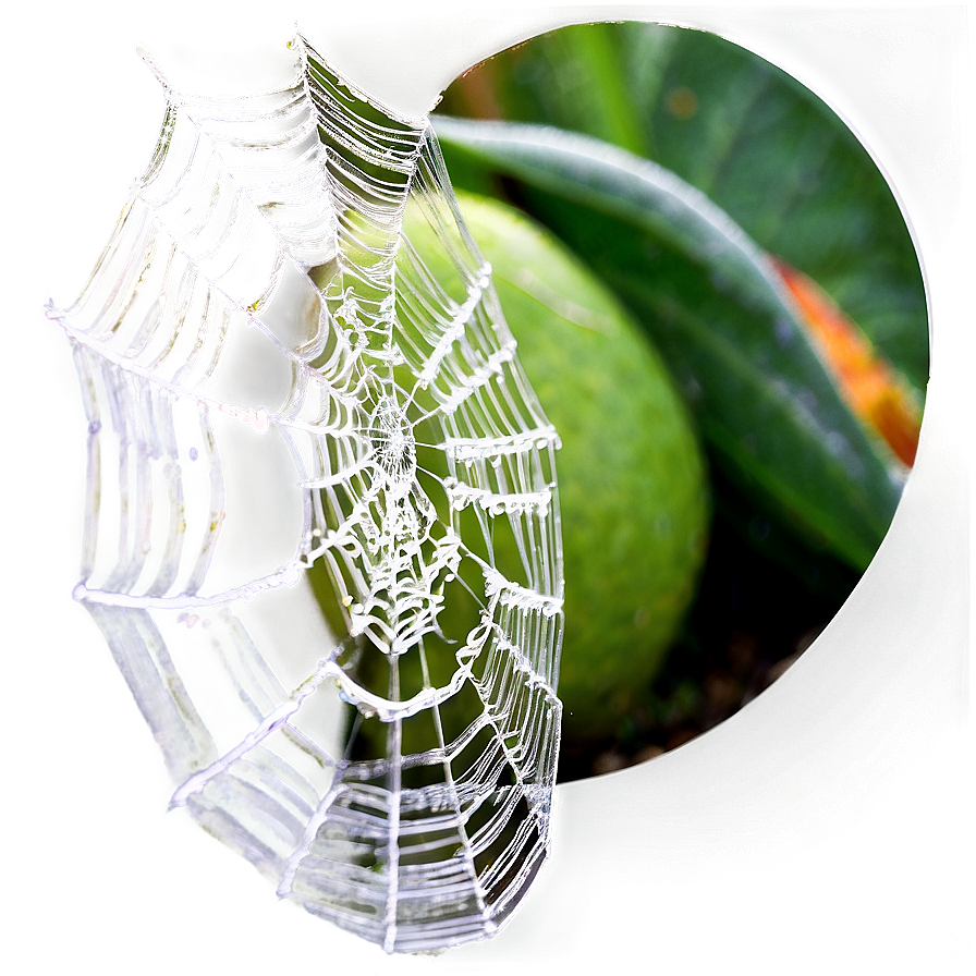 Frosted Spider Web Greenery Background PNG Image