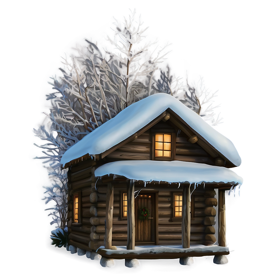 Frosty Cozy Cabin Png Tus PNG Image