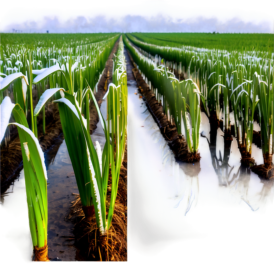 Frosty Sugarcane Field Morning Png Ahw PNG Image