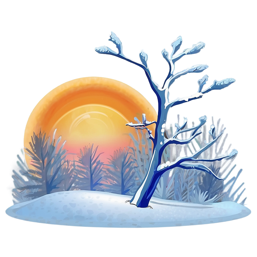 Frosty Winter Sunset Png Rbg72 PNG Image