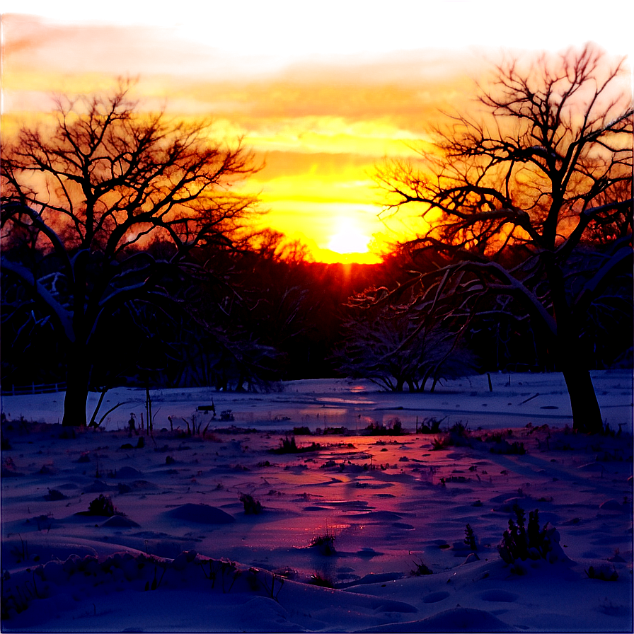 Frosty Winter Sunset Png Uhy PNG Image