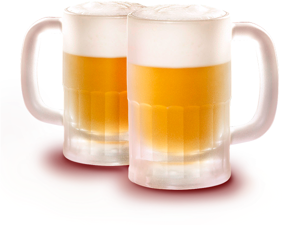 Frothy Beer Mugs Celebration PNG Image