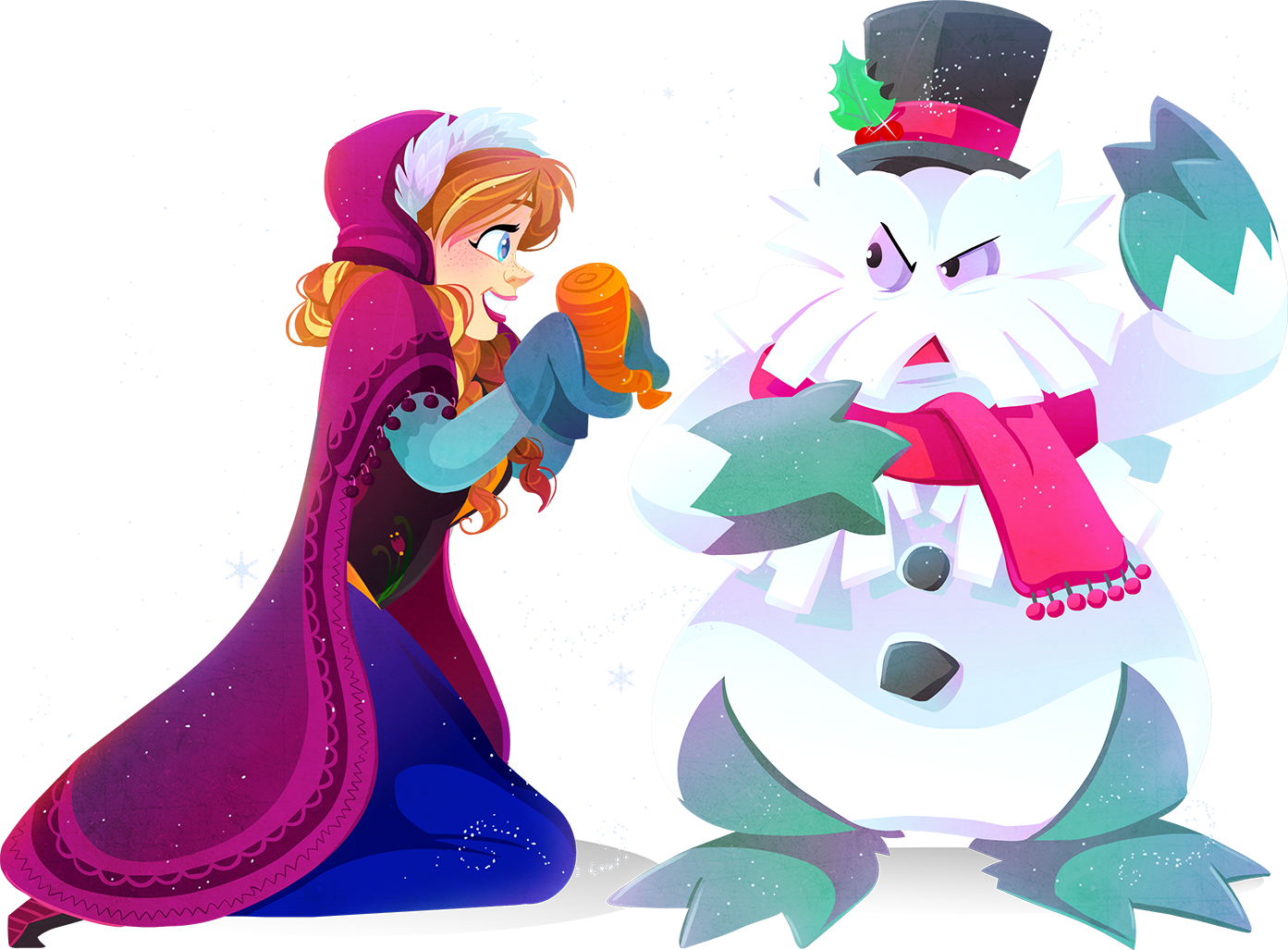 Frozen Annaand Snowman Character Interaction PNG Image