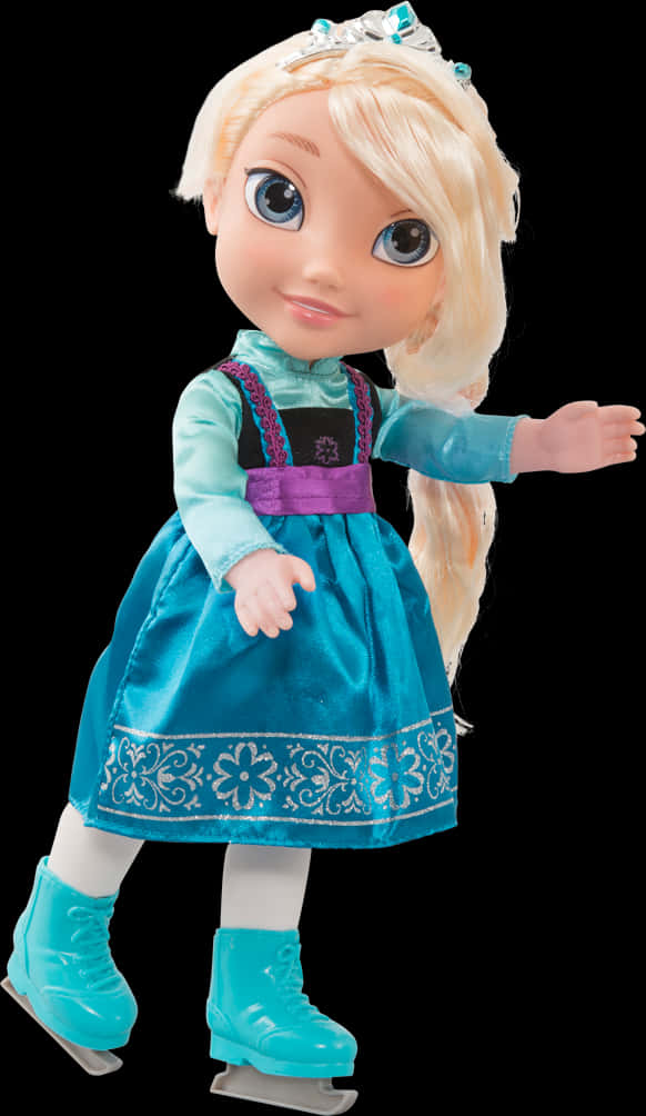 Frozen Elsa Doll Ice Skating PNG Image