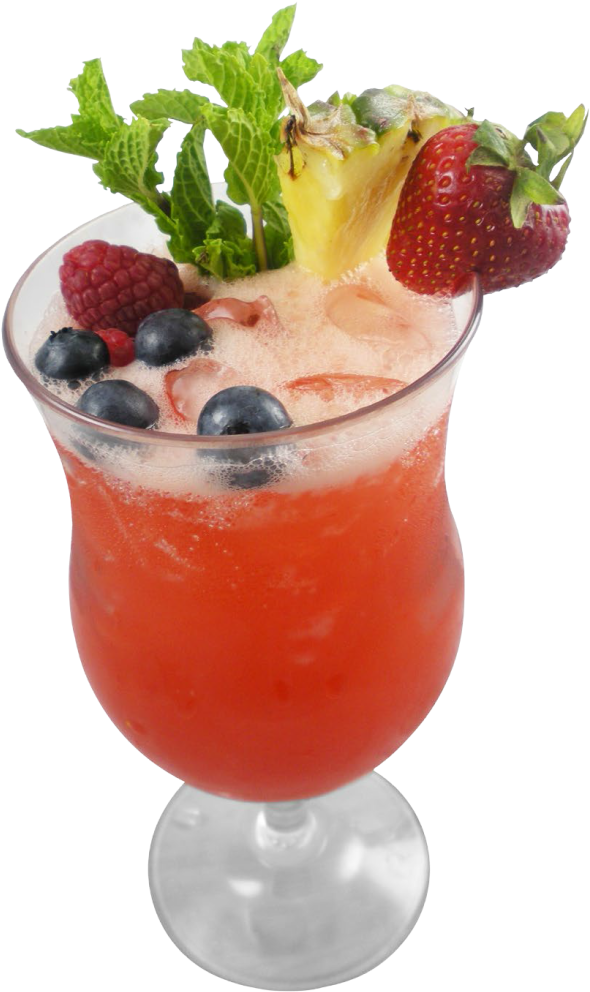 Fruit Garnished Cocktail Glass PNG Image