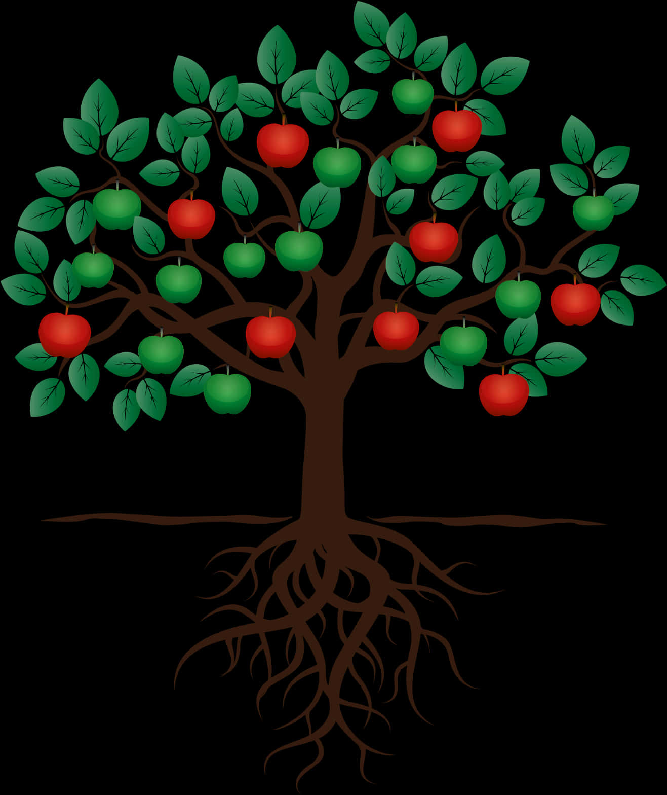 Fruit Treewith Visible Roots PNG Image