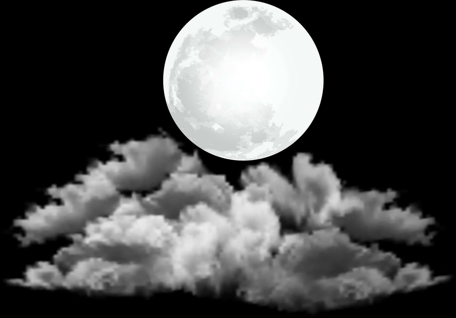 Full Moon Over Clouds PNG Image