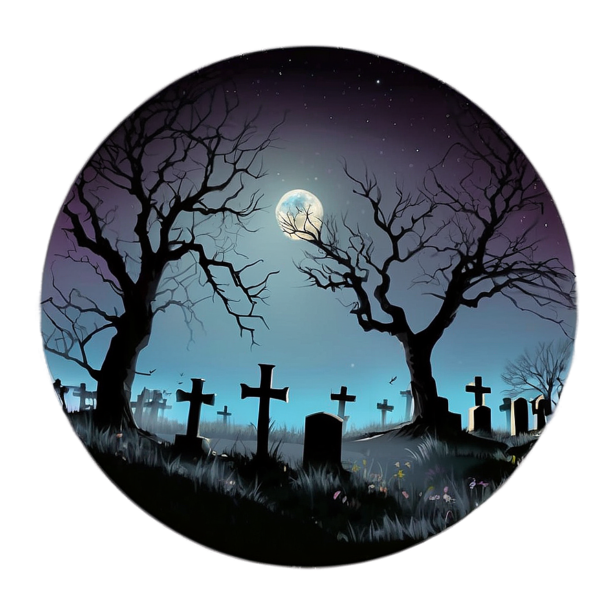 Full Moon Over Graveyard Png 05242024 PNG Image