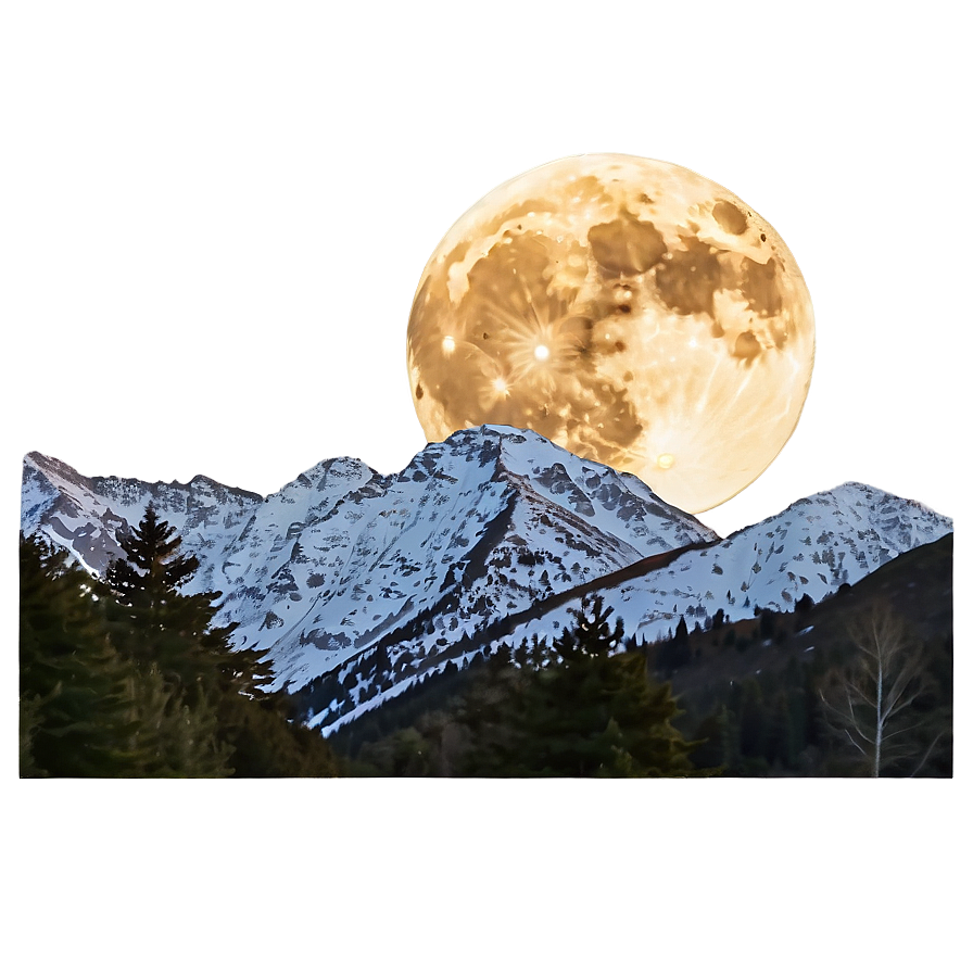 Full Moon Over Mountains Png 05242024 PNG Image