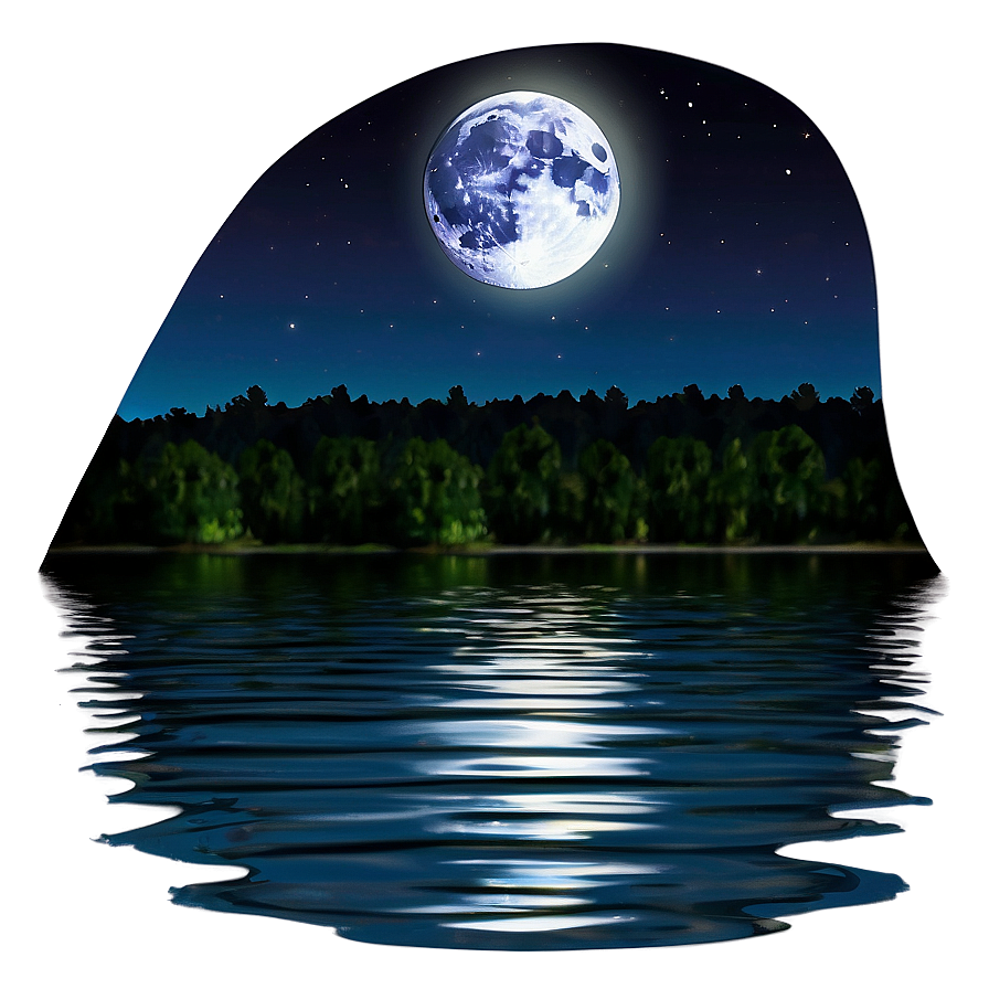 Full Moon Over Water Photo Png Xpd52 PNG Image