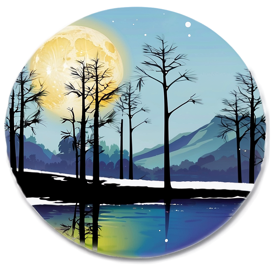 Full Moon Reflection Lake Png Cbf21 PNG Image