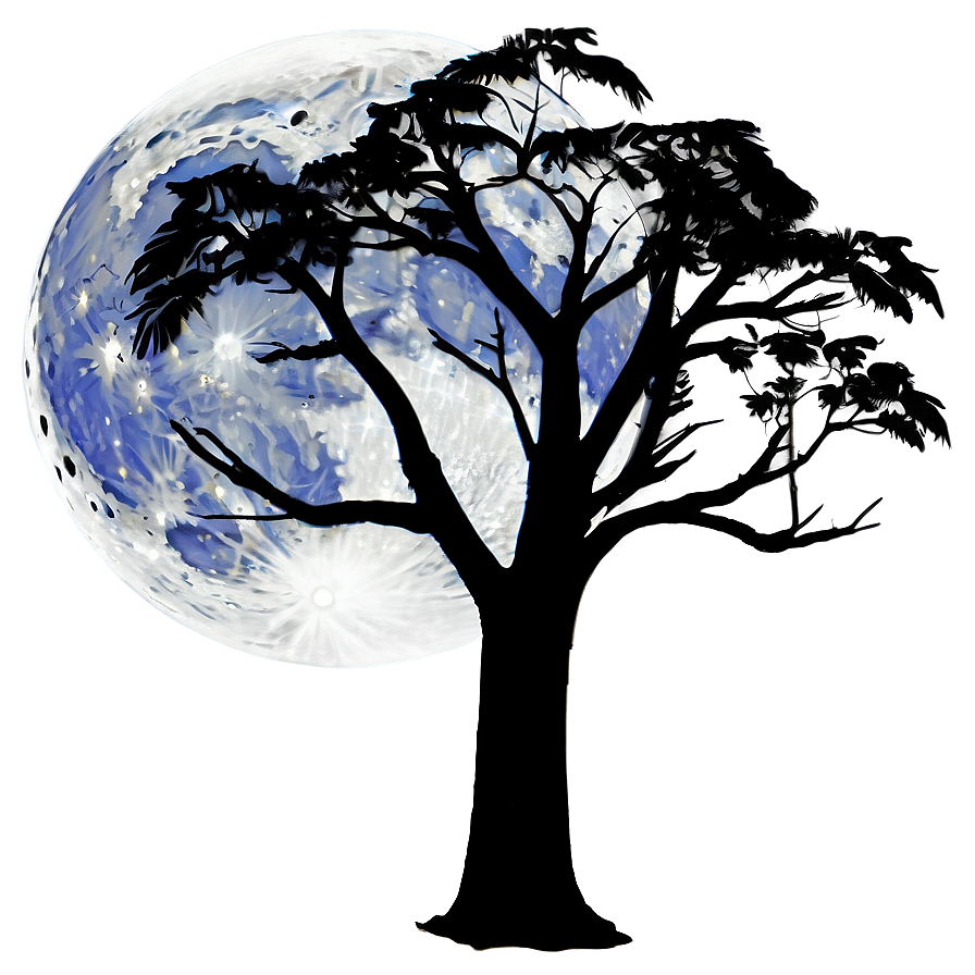 Full Moon Silhouette Trees Png 05242024 PNG Image