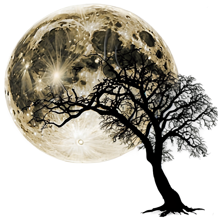 Full Moon Silhouette Trees Png 05242024 PNG Image