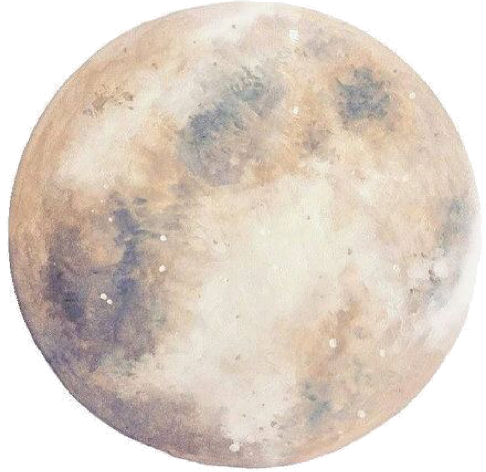 Full Moon Watercolor Illustration PNG Image