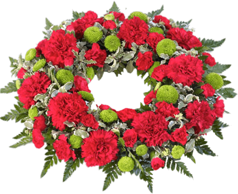 Funeral Floral Wreath Red Green PNG Image