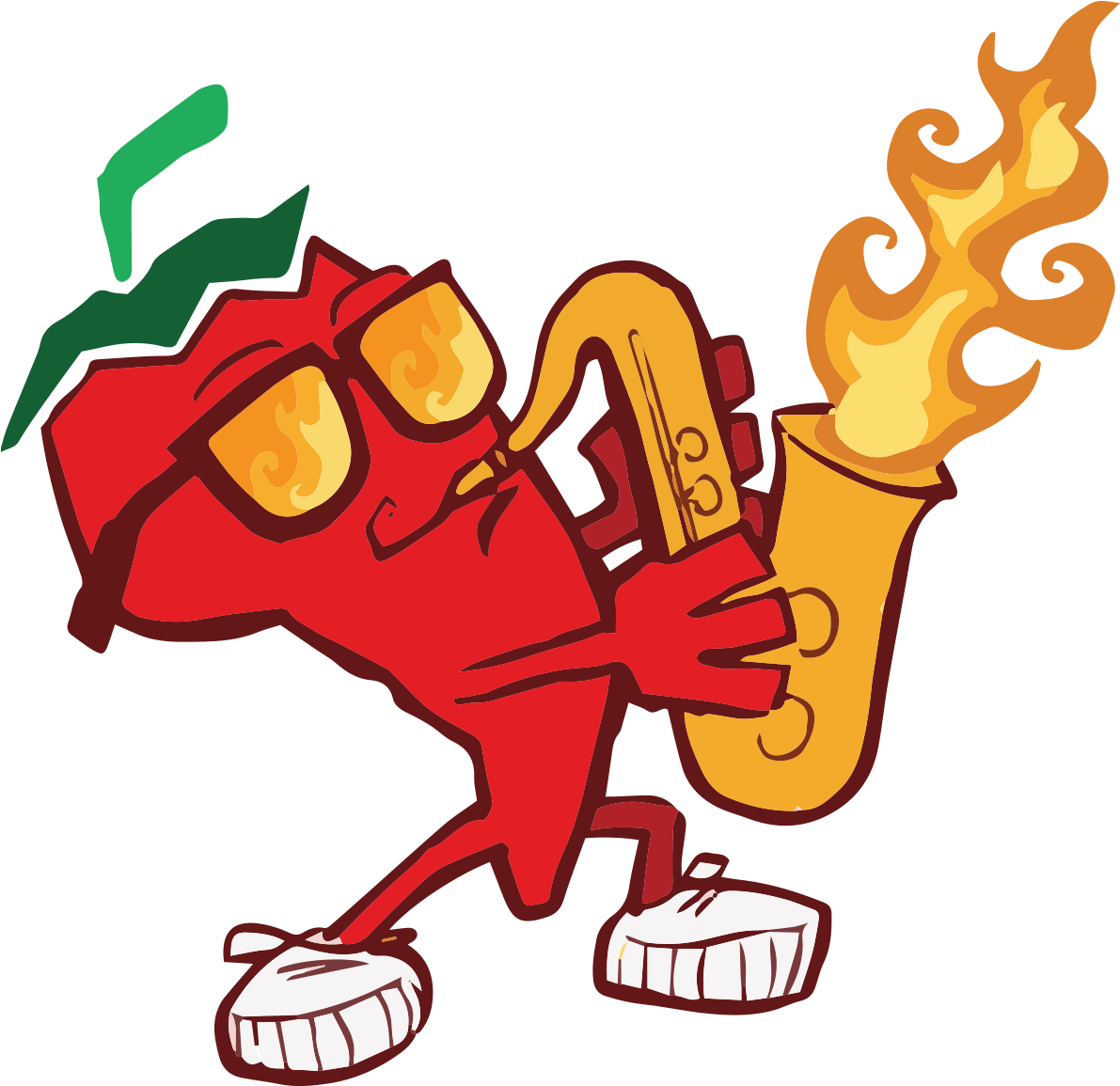 Funky Chili Pepper Saxophonist PNG Image