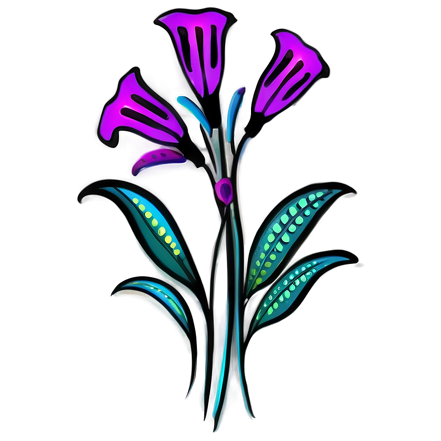 Funky Flower Outline Design Png 11 PNG Image