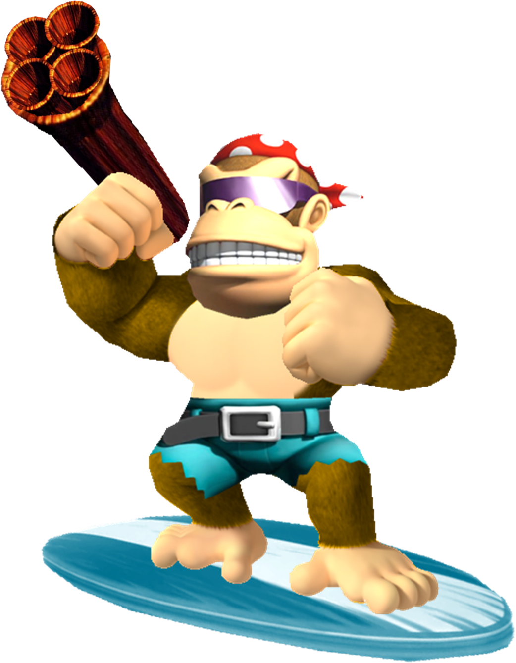 Funky Surfing Ape3 D Render PNG Image