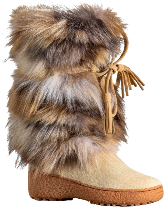 Furry Winter Boot Suede Tassels PNG Image