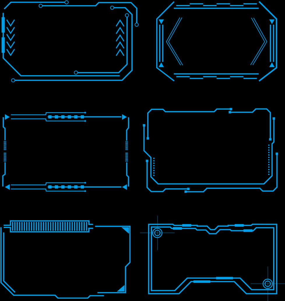 Futuristic Blue Borders Collection PNG Image