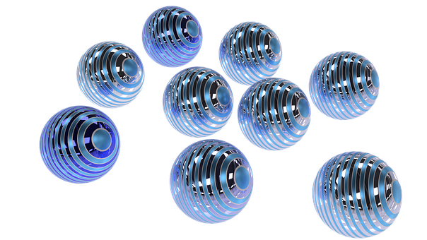 Futuristic Blue Christmas Ornaments PNG Image