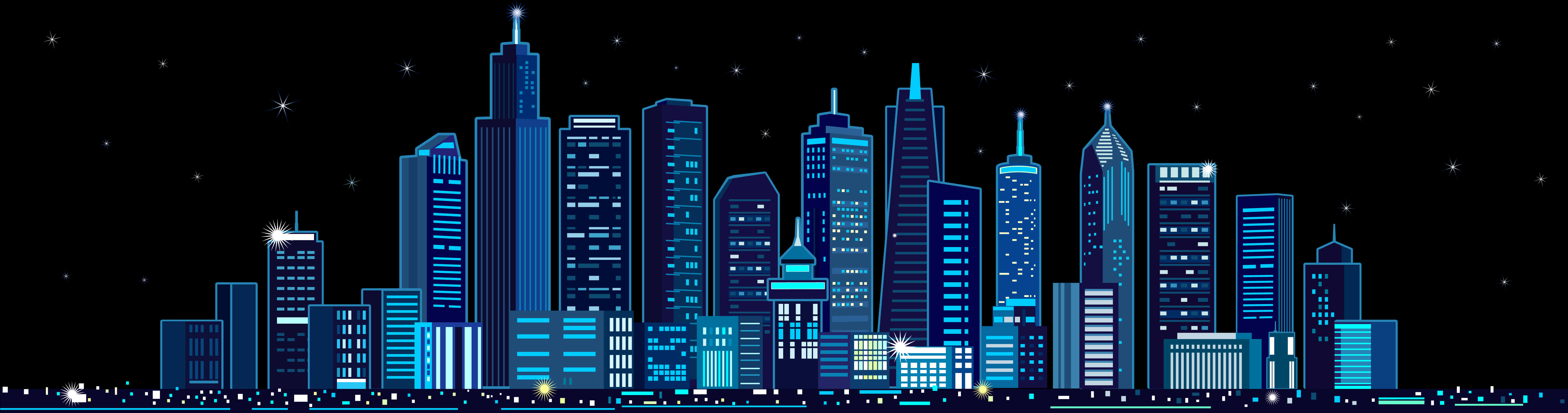 Futuristic City Skylineat Night PNG Image