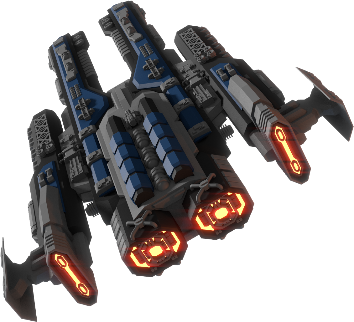 Futuristic Combat Spaceship Design PNG Image