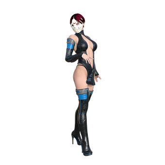 Futuristic_ Female_ Character_ With_ Mask PNG Image