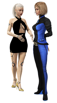 Futuristic_ Female_ Duo_ Render PNG Image