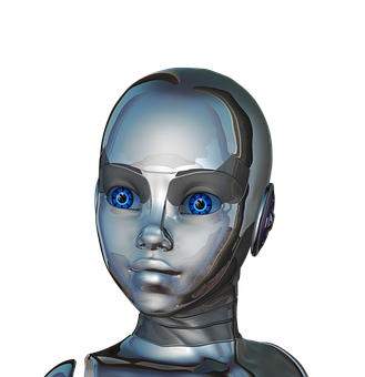 Futuristic Female Robot Portrait PNG Image