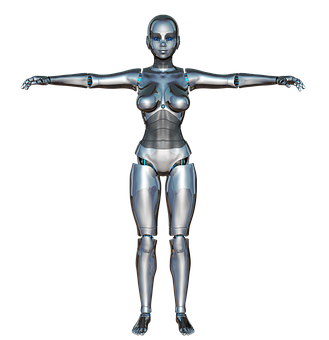 Futuristic Female Robot Pose PNG Image