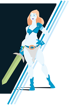 Futuristic_ Female_ Warrior_ Vector PNG Image