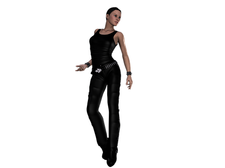 Futuristic Female Warriorin Black PNG Image