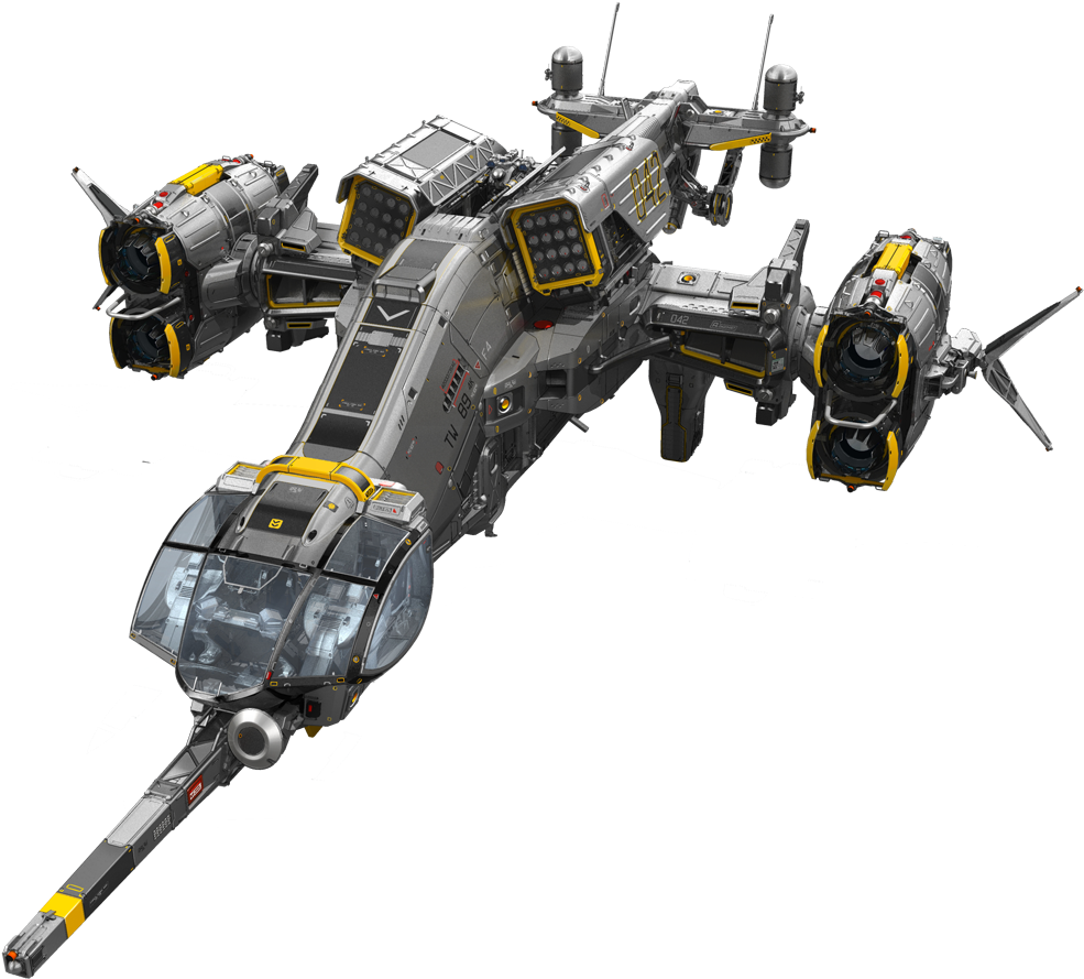 Futuristic Industrial Spaceship Design PNG Image