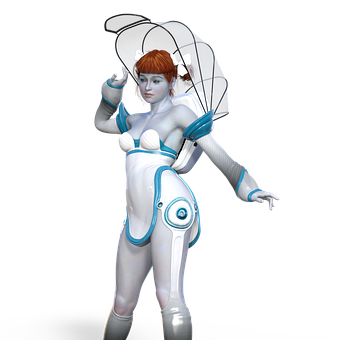 Futuristic Redhead Character Art PNG Image