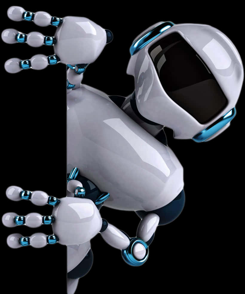 Futuristic Robot Peeking PNG Image