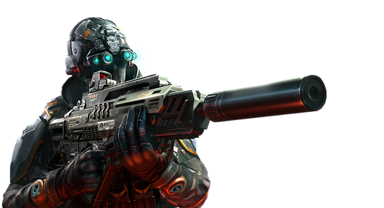 Futuristic_ Soldier_ With_ Gun PNG Image