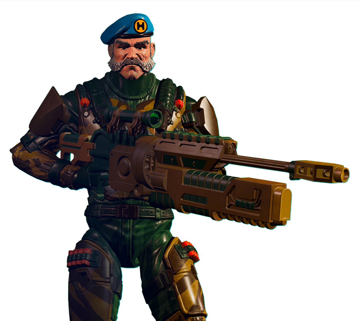 Futuristic Soldier With Heavy Weapon PNG Image