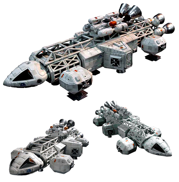 Futuristic Space Freighter Vessels PNG Image