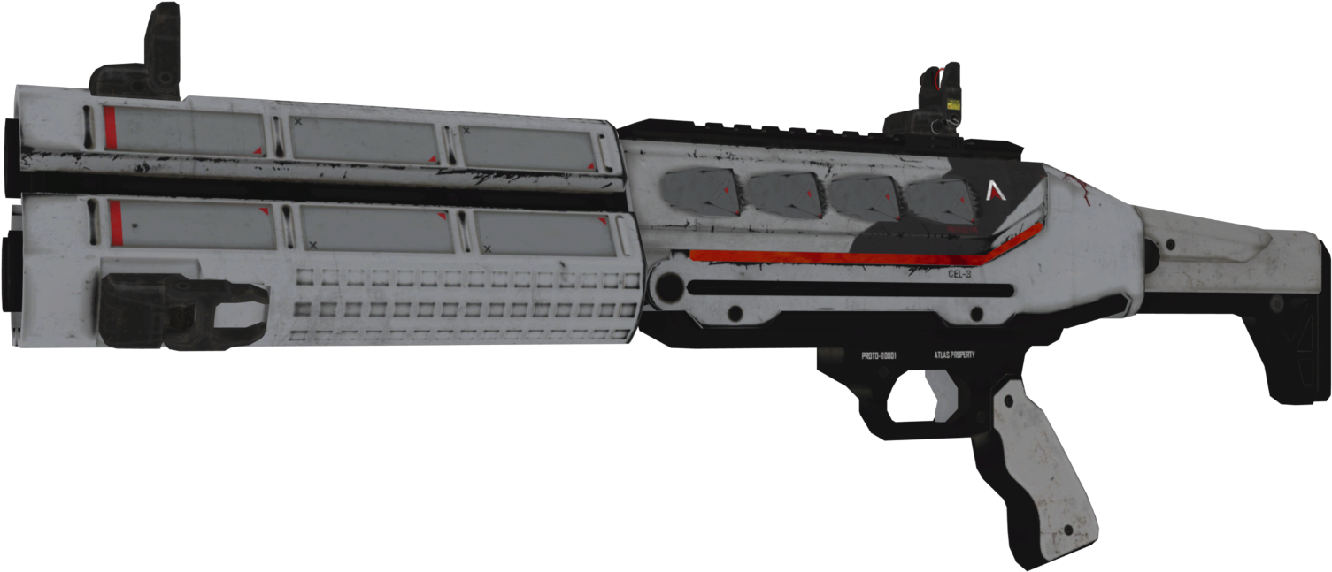 Futuristic White Red Assault Rifle PNG Image