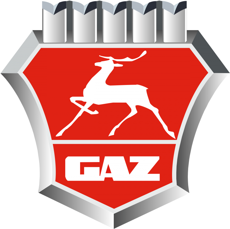 G A Z Car Logo Redand Silver PNG Image